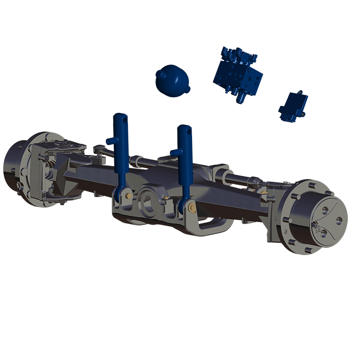 Achsfederungssystem hydropneumatisch